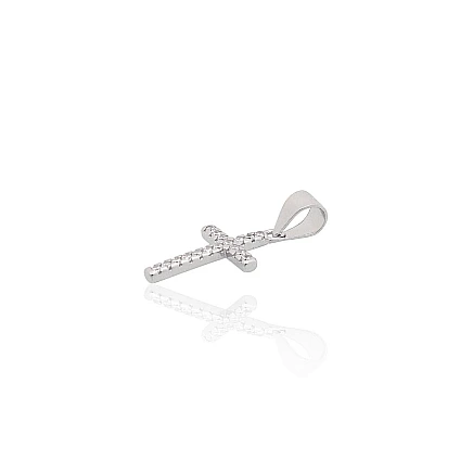 Krustiņi un ikonas, Krustiņš - Sudraba kulons, 0.6 g, Sudrabs 925 prove, rodijs (pārklājums), Cirkoni