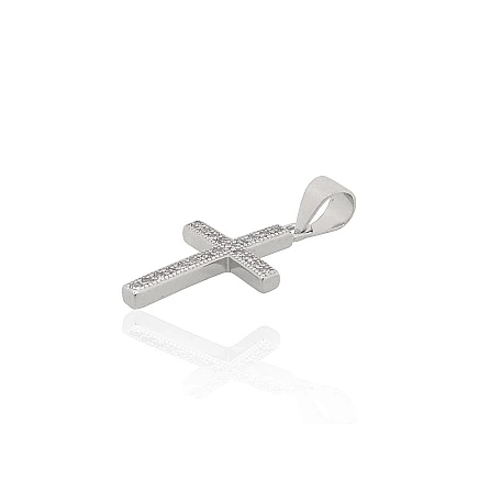 Krustiņi un ikonas, Krustiņš - Sudraba kulons, 1 g, Sudrabs 925 prove, rodijs (pārklājums), Cirkoni