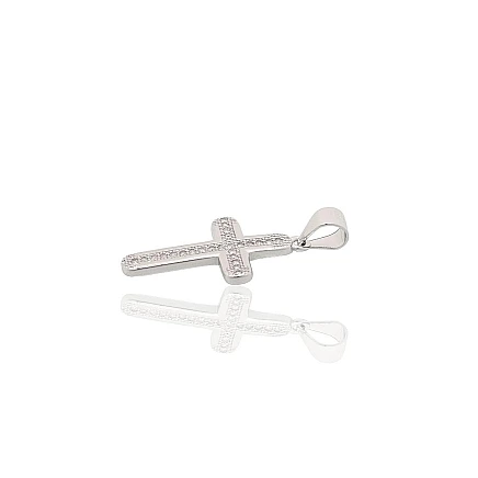 Krustiņi un ikonas, Krustiņš - Sudraba kulons, 1.2 g, Sudrabs 925 prove, rodijs (pārklājums), Cirkoni