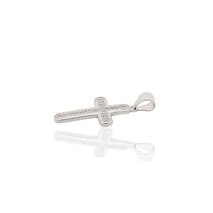 Krustiņi un ikonas, Krustiņš - Sudraba kulons, 1.3 g, Sudrabs 925 prove, rodijs (pārklājums), Cirkoni