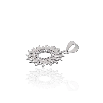 Женские,  - Серебряный кулон, 1.3 g, Серебро 925 проба, родий (покрытие), Цирконы