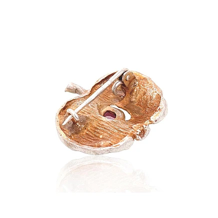 Броши,  - Серебряная брошь, 3.9 g, Серебро 925 проба, оксид (покрытие), Гранат