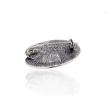 Броши,  - Серебряная брошь, 9.9 g, Серебро 925 проба, оксид (покрытие), Жемчуг