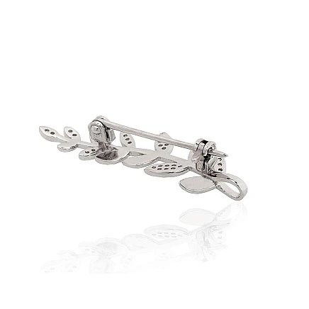 Brooch,  - Silver brooch, 2.6 g, Silver 925 fineness, Rhodium (Plating), Zirkons