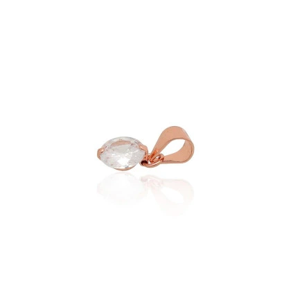 Ar zelta pārklājumu,  - Sudraba kulons, 0.4 g, Sudrabs 925 prove, sarkanais zelts (pārklājums), Cirkoni