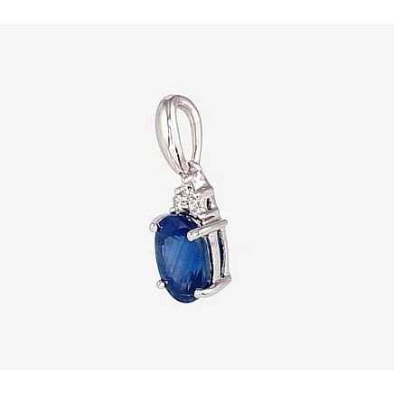 With precious stones,  - Gold pendant, White Gold 585 fineness, Diamonds , Sapphire